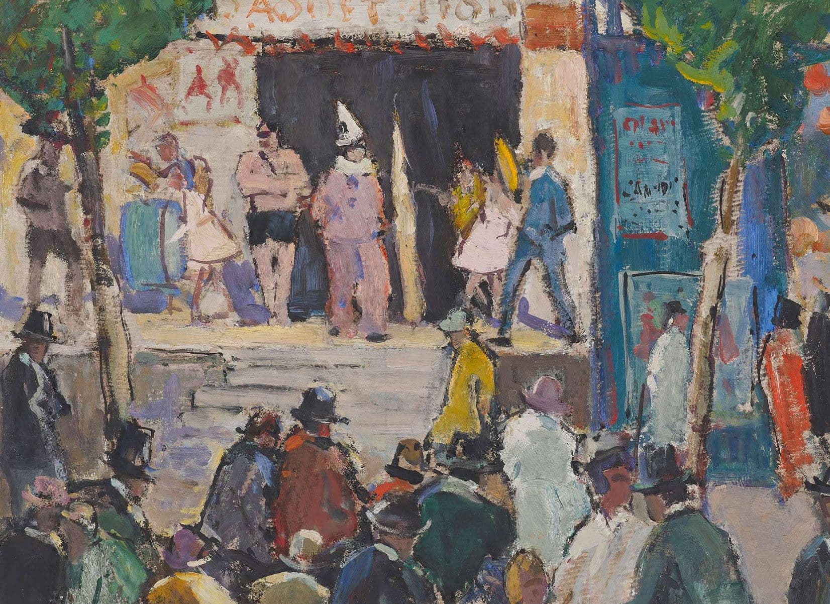 JOHN MACLAUCHLAN MILNE R.S.A. (SCOTTISH 1885-1957) § CIRCUS SCENE, ANTIBES (ENTERTAINMENT IN A PARK)